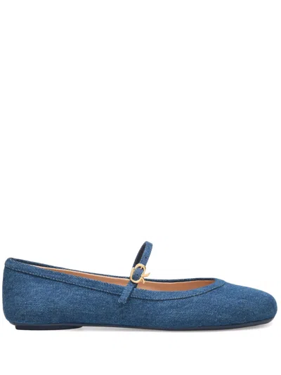 Gianvito Rossi Carla Flat Ballerinas In Blue Denim