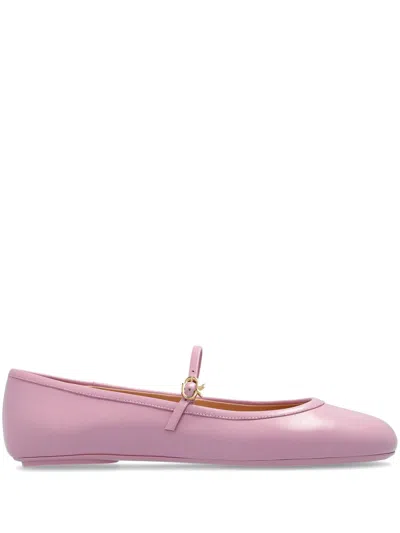 Gianvito Rossi 10mm Carla Soft Leather Ballerina Flats In Pink