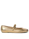 Gianvito Rossi Elegant Ballerina Flats With Ribbon Buckle In Gold