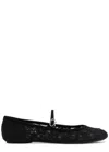 Gianvito Rossi Claudia Suede-trimmed Lace Mary Jane Flats In Black