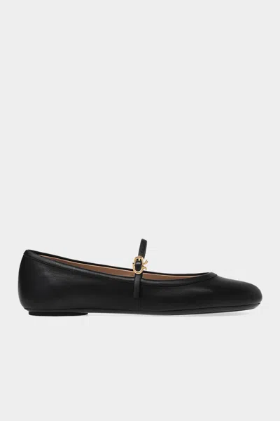 GIANVITO ROSSI CARLA LEATHER BALLERINA FLATS IN BLACK