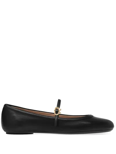 Gianvito Rossi Mary Ribbon Patent Leather Ballet Flats In Black