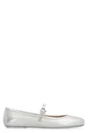 Gianvito Rossi Carla Metallic Leather Mary Jane Flats