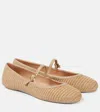 Gianvito Rossi Carla Leather-trimmed Raffia Mary Jane Ballet Flats In Neutrals