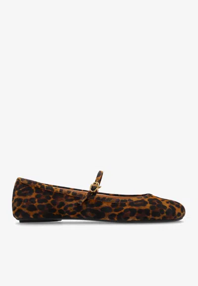 Gianvito Rossi Carla Leopard Print Ballet Flats In Brown