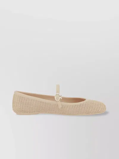 Gianvito Rossi Raffia Carla Ballerinas In Brown