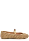 Gianvito Rossi Carla Leather-trimmed Raffia Mary Jane Ballet Flats In Sand