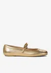 Gianvito Rossi Elegant Ballerina Flats With Ribbon Buckle In Gold