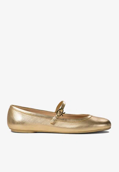 GIANVITO ROSSI CARLA METALLIC LEATHER BALLET FLATS