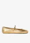 Gianvito Rossi Elegant Ballerina Flats With Ribbon Buckle In Gold