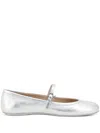 Gianvito Rossi Carla Metallic Leather Mary Jane Flats In Arge Silver