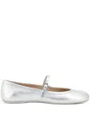 Gianvito Rossi Carla Metallic Leather Mary Jane Flats