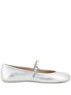 Gianvito Rossi Carla Metallic Leather Mary Jane Flats In Grey