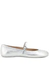 Gianvito Rossi Carla Metallic Leather Mary Jane Flats In Grey