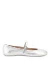 Gianvito Rossi Carla Metallic Leather Mary Jane Flats In Silver