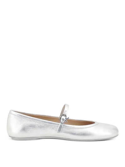 GIANVITO ROSSI CARLA NAPPA SILK WASHED BALLERINA