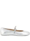 Gianvito Rossi Carla Nappa Silk Washed Ballerina In Silver