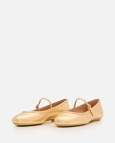Gianvito Rossi Carla Nappa Silk Washed Maryjane In Golden