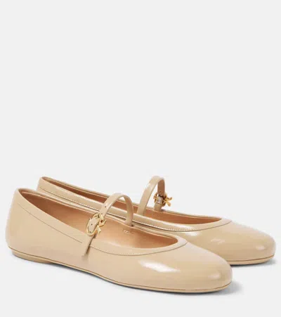 GIANVITO ROSSI CARLA PATENT LEATHER MARY JANE FLATS