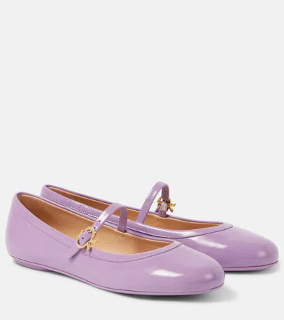 Gianvito Rossi Carla Patent Leather Mary Jane Flats In Purple