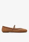 Gianvito Rossi Carla Raffia Ballet Flats In Brown