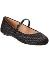 Gianvito Rossi Carla Straw & Leather Flat In Black