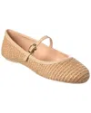 Gianvito Rossi Carla Leather-trimmed Raffia Mary Jane Ballet Flats In Brown