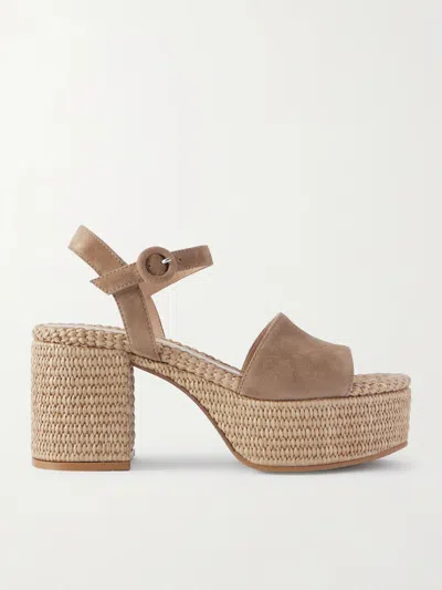 Gianvito Rossi Carol 35 Suede Platform Sandals In Brown