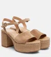 Gianvito Rossi Carol Suede Espadrille Wedges In Brown