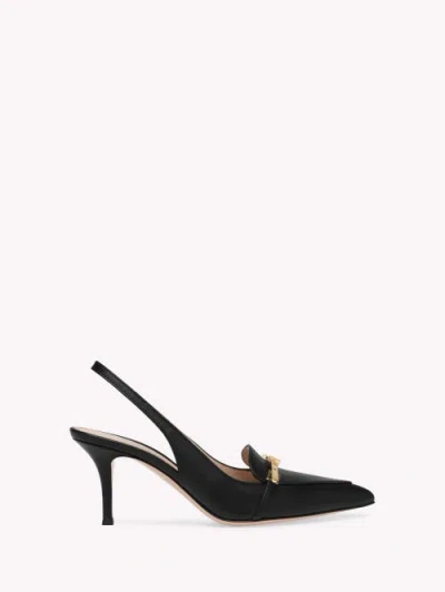 Gianvito Rossi Ribbon Sling In Black Calf