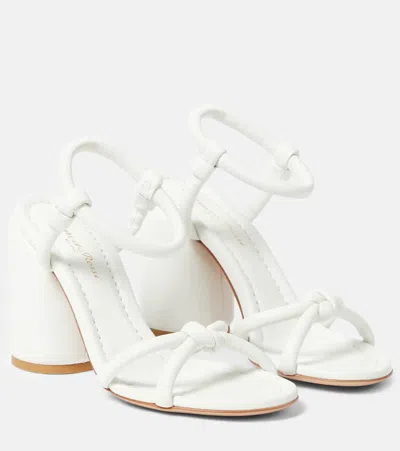 Gianvito Rossi Knotted Leather Block-heel Sandals In White