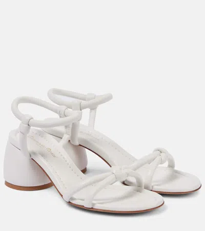 Gianvito Rossi Knotted Leather Block-heel Sandals In White