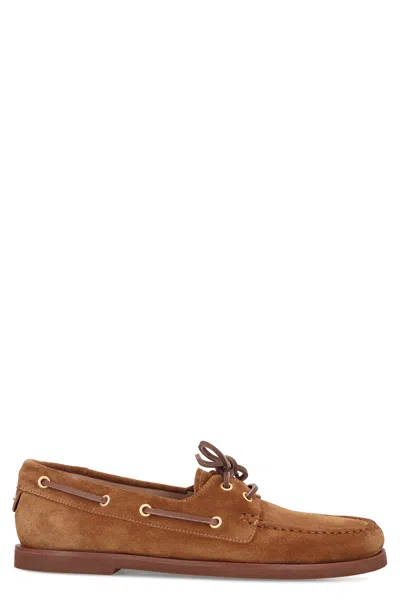 Gianvito Rossi Chamois Suede Boat Shoe In Brown