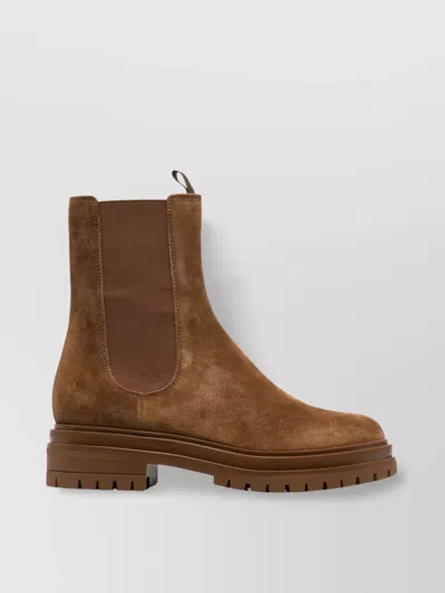 Gianvito Rossi Chelsea Suede Boots Chunky Sole In Brown