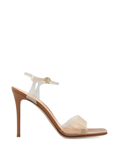 Gianvito Rossi Cher Square Toe Leather Heeled Sandals In Brown