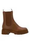 Gianvito Rossi Side Elastic Spliced Short Boots In Brown