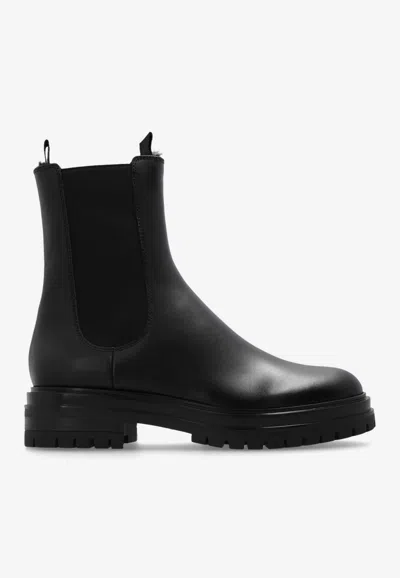 Gianvito Rossi Chester Leather Ankle Boots In Black