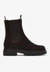 Gianvito Rossi Chunky Sole Suede Ankle Boots With Elastic Panels