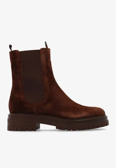 Gianvito Rossi Chester Suede Ankle Boots In Brown