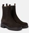 Gianvito Rossi Chunky Sole Suede Ankle Boots With Elastic Panels In Brown