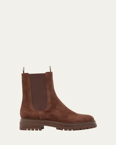 Gianvito Rossi Chester Suede Lug-sole Chelsea Ankle Boots In Brown