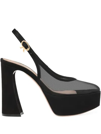 Gianvito Rossi Bessie 70 Nappa Leather Slingback Platform Pumps In Black