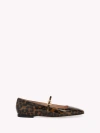 Gianvito Rossi Christina 05 Leopard-print Glossed-leather Mary Jane Flats In Brown Leather