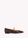 Gianvito Rossi Christina 05 Leopard-print Glossed-leather Mary Jane Flats In Brown