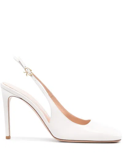 Gianvito Rossi Ribbon 85 Satin Slingback Pumps In Neutral
