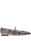 Gianvito Rossi Snake-embossed Mary Jane Ballerina Flats In Black