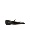 Gianvito Rossi Elegant Calf Leather Ballerina Flats With Chic Strap Detail In Black