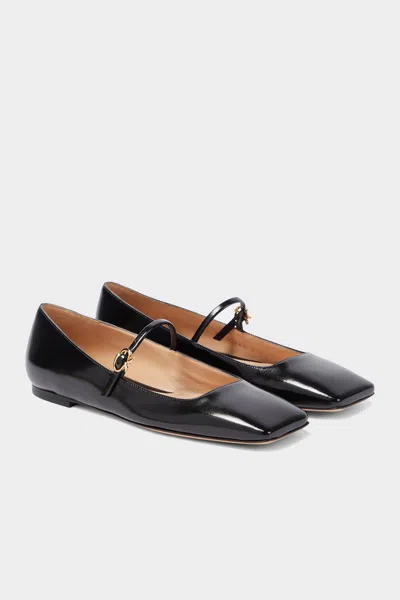 Gianvito Rossi Christina Patent Leather Ballerina Flats In Black In White