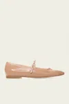 GIANVITO ROSSI CHRISTINA PATENT LEATHER BALLERINA FLATS IN PRALINE