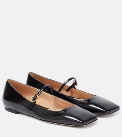 Gianvito Rossi Pointed-toe Buckle-strap Ballerina Shoes In Schwarz